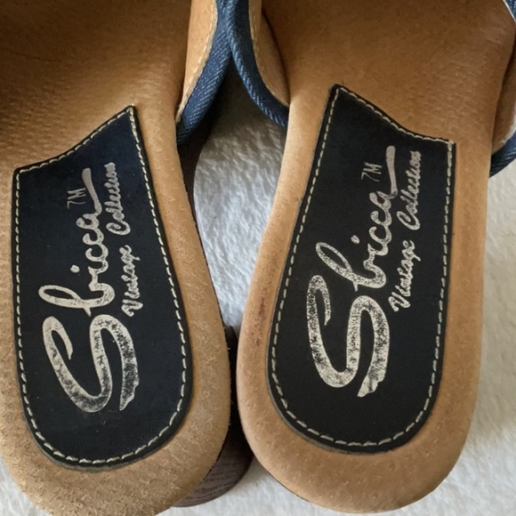 Sbicca Red and Blue Mules with Embroidered Design - Picture 3 of 5